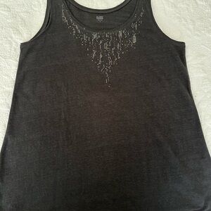 Eileen Fisher Charcoal Embellished Tank Top